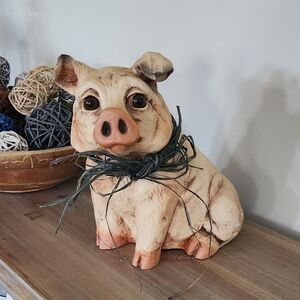 🐷 Vintage 1987 Universal Statuary Pig Figurine Farmhouse Kitchen Rustic Charm